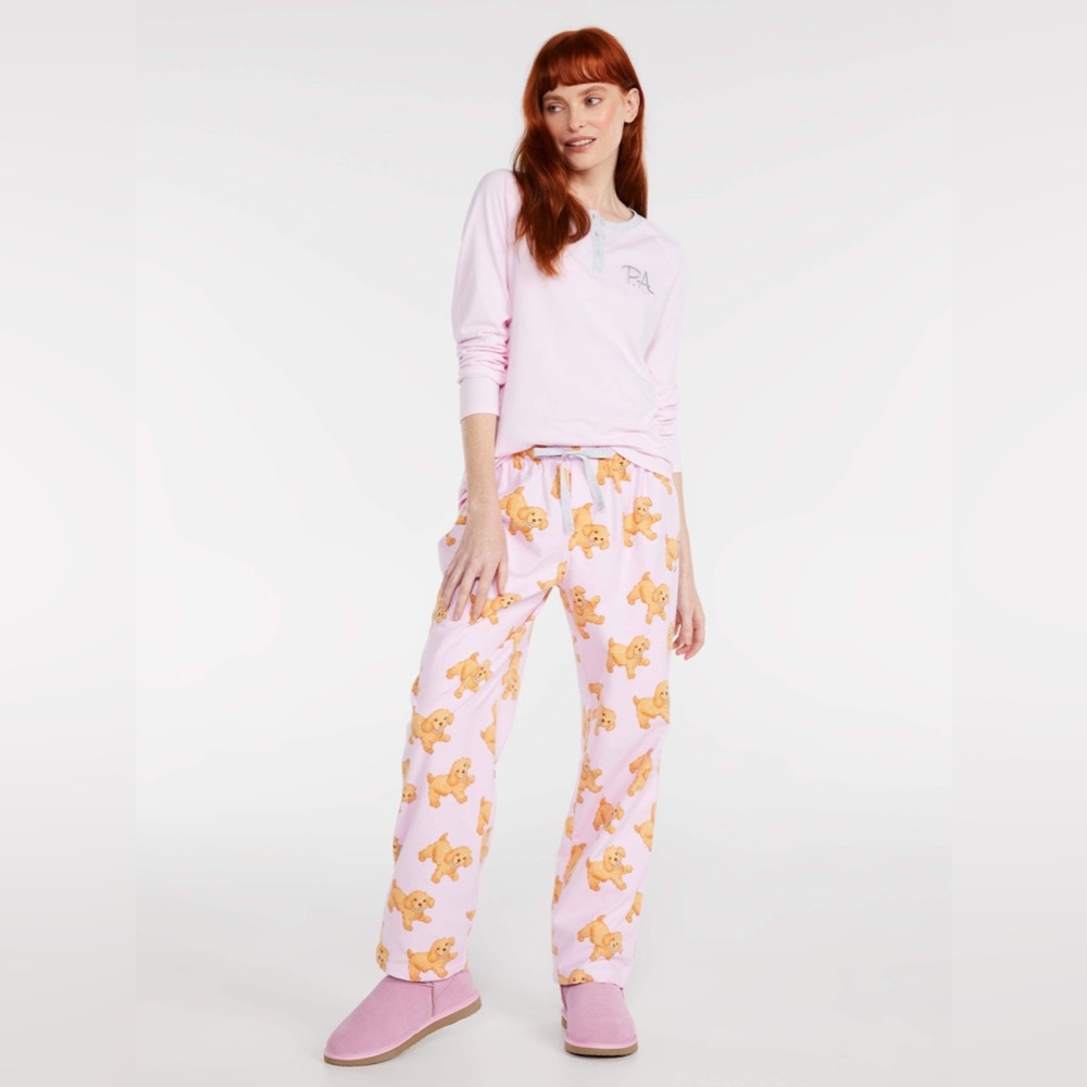 💗🐕 Peter Alexander Pink PJ Pants 🐕💗 Fluffy Dog Bottoms Size Medium (12) BNWT - Picture 3 of 7
